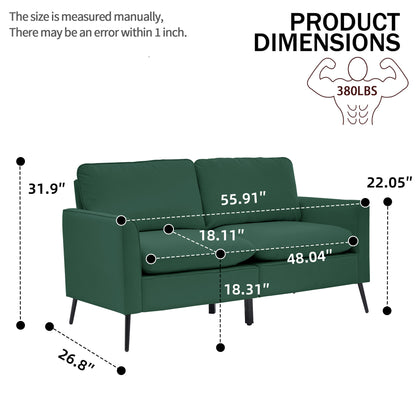 TS Cat paw leather upholstered sofa loveseat,Nordic retro light luxury living room balcony bedroom single casual sofa chair Double sofa + two pack combination(Green) image 8
