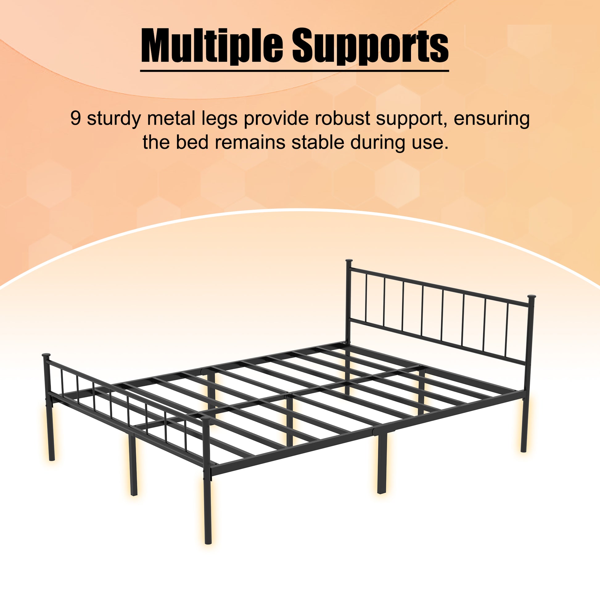 Queen Size Bed Frame, Headboard and Footboard,Structurally Stable, Under Bed Storage,No Box Spring Needed,Black image 6