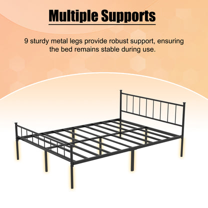 Queen Size Bed Frame, Headboard and Footboard,Structurally Stable, Under Bed Storage,No Box Spring Needed,Black image 6