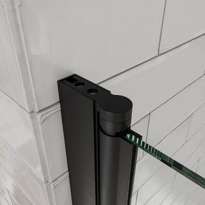 31"-32" W x 55" H Matte Black Flexible 180° Pivot Shower Door Reversible Installation Frameless Bathtub Screen,1/4"(6MM) Tempered Glass With Nano Easy Cleaning And Stick Explosion-proof Membrance image 7
