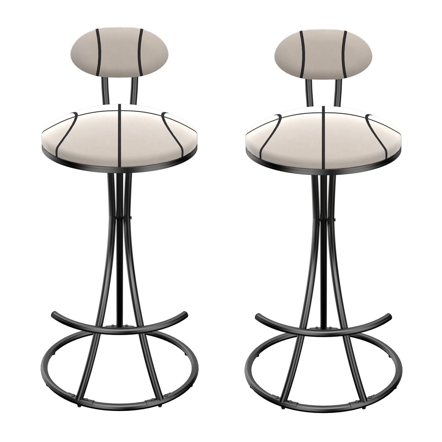 Upholstered Bar Stools Set of 2 Striped Counter Height Barstools Modern Velvet Dining Chairs for Kitchen Island, Living Room (Black & Stripe) image 10