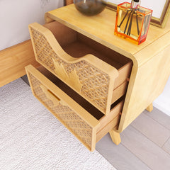 Hand-Carved Accent Cabinet with 2 Drawers - Elegant Storage Solution