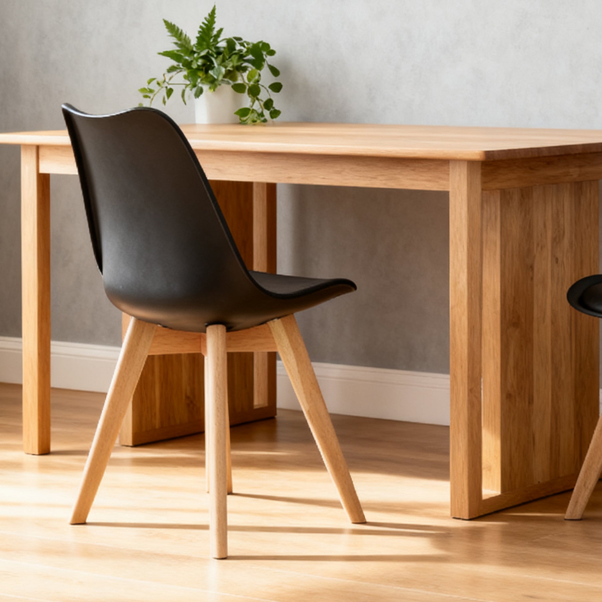 Set of four dining chairs, medieval modern style dining chairs for kitchen and dining room, with wooden legs, black image 6