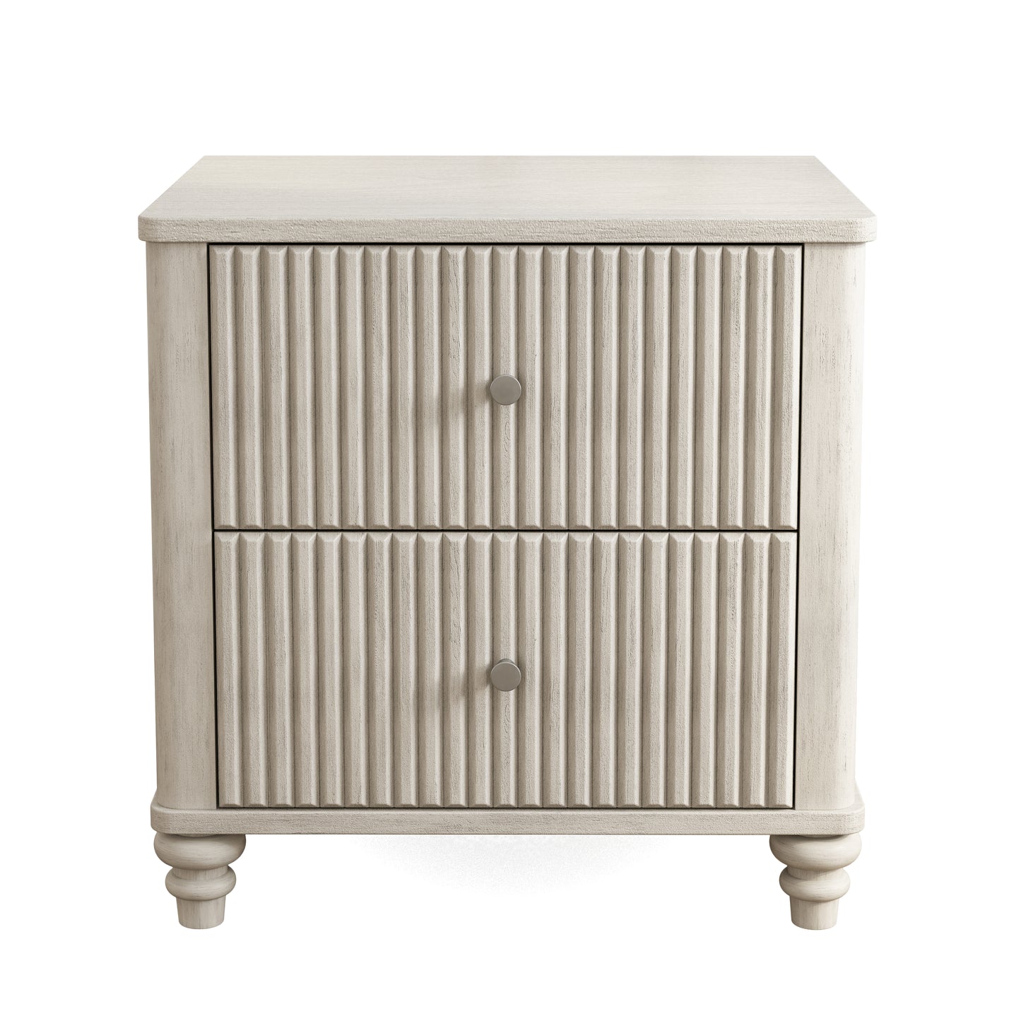 Fluted Nightstand, 21.65" Wide Side Table with 3 Drawers, Mid Century Modern Wood NightStand with Metal Handle, Wooden Bedside End Table for Bedroom, Living Room, Closet, Beige image 5