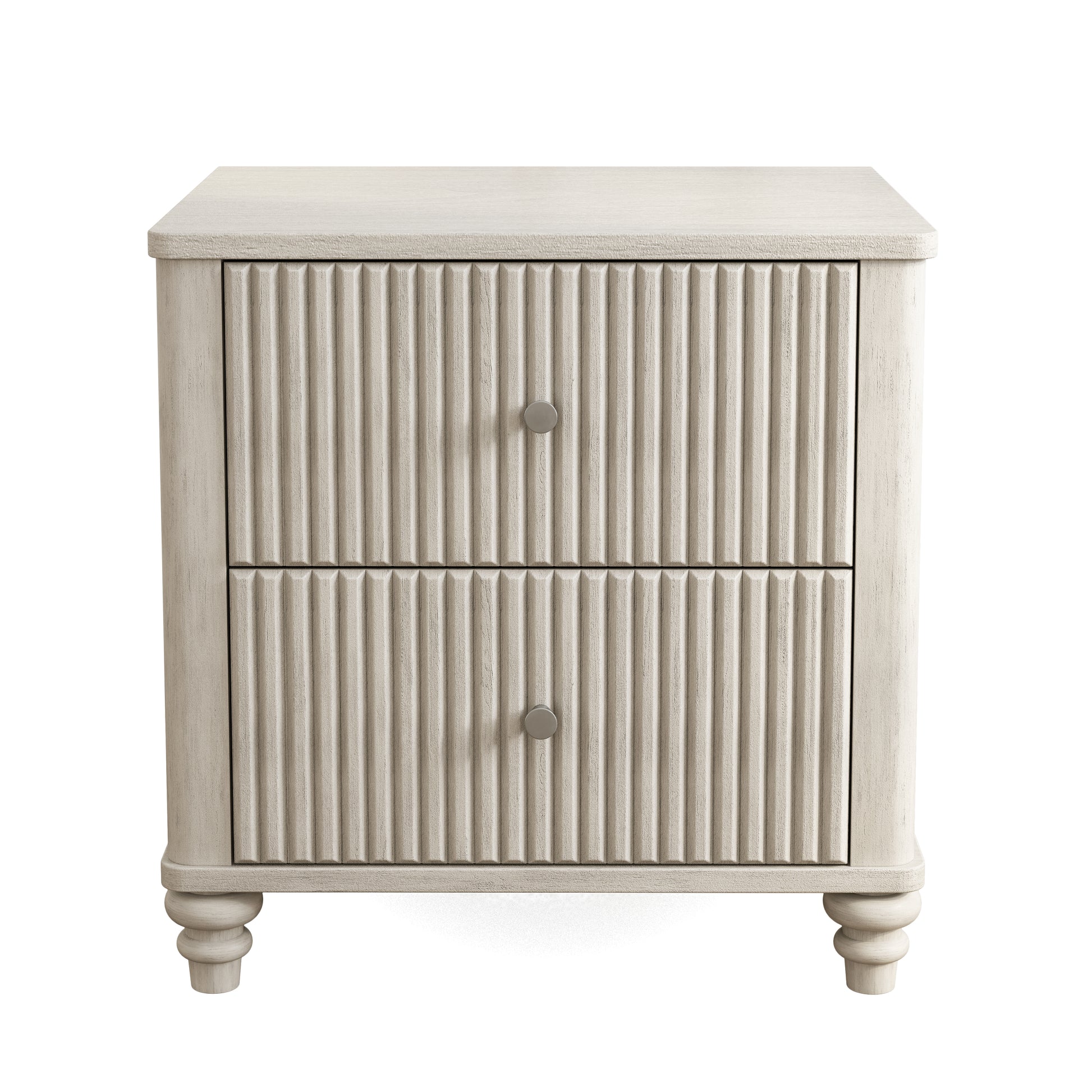 Fluted Nightstand, 21.65" Wide Side Table with 3 Drawers, Mid Century Modern Wood NightStand with Metal Handle, Wooden Bedside End Table for Bedroom, Living Room, Closet, Beige image 5