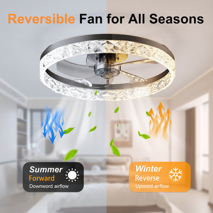 19.7" Ceiling Fans with Lights Remote and APP Control, Dimmable 3-Color and 6-Speed quiet DC Motor, BLACK Ceiling Fan for Living Room Bedroom image 2