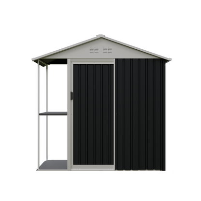 6 x 4 FT Outdoor Storage Shed with Rack Metal Garden Shed with Storage Shelves Bike Storage Tool Cabinet Box for Lawn Backyard Patio Use image 6