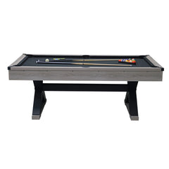 84" Pool Table with Billiard Balls, Cues, Pool Cue Chalk, Cleaning Brush, X-Legs, Black Cloth, Rustic Grey,84.1"L x 46.5"W x 32"H