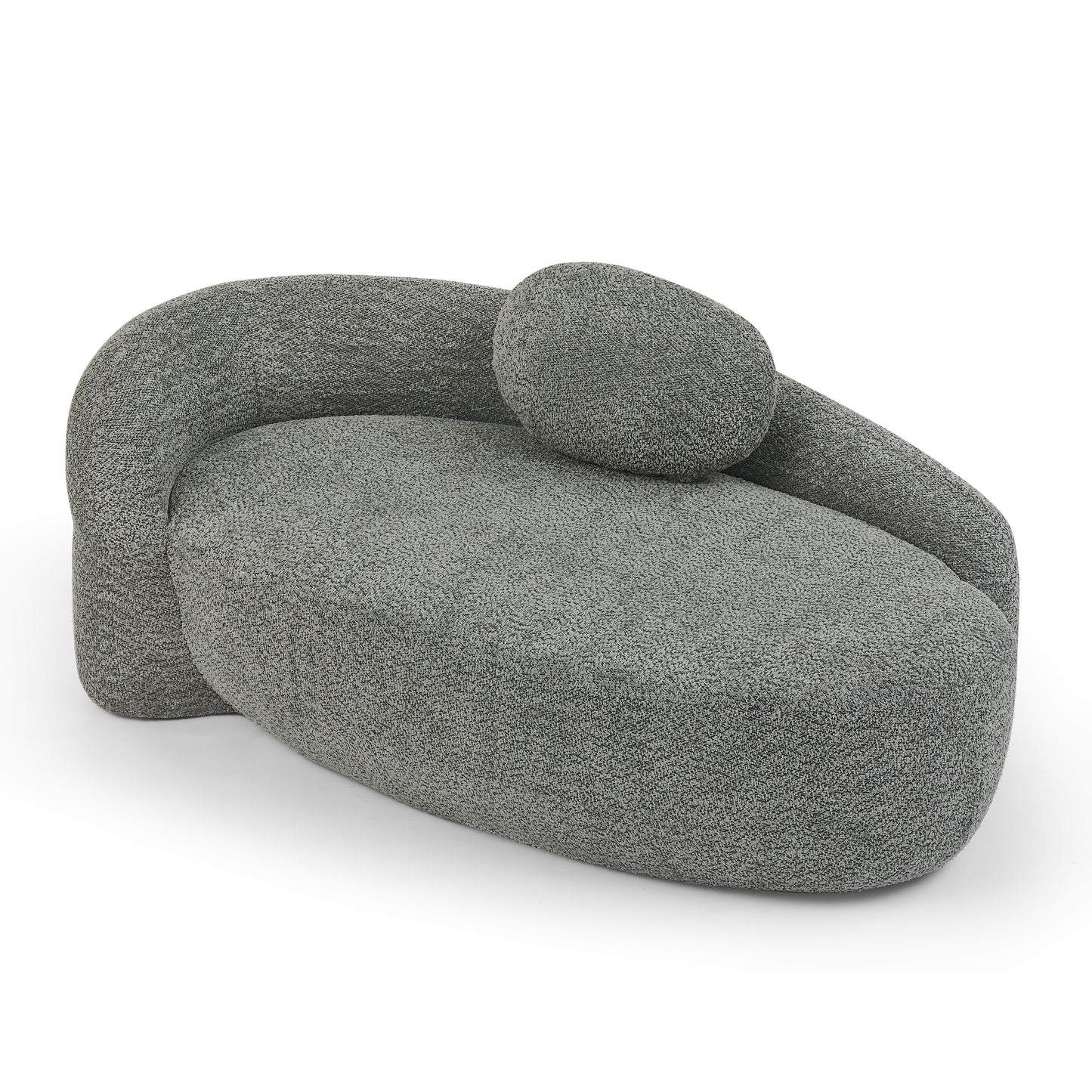 Modern Oval Single Lazy Sofa Chair with Integrated Backrest, Side Armrest and Pillow, Compact Space-Saving Lounge Chair for Living Room Bedroom-Dark Gray image 9