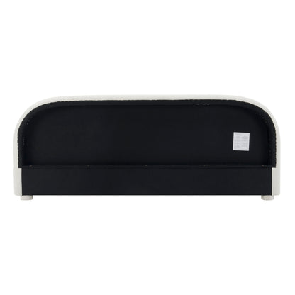 Cream Style Fabric Upholstered Bed, Simple Modern Bedroom Double Bed,King image 10