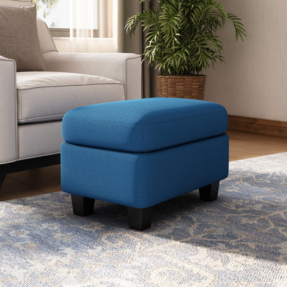 Upholstered Ottoman, Navy Blue image 1