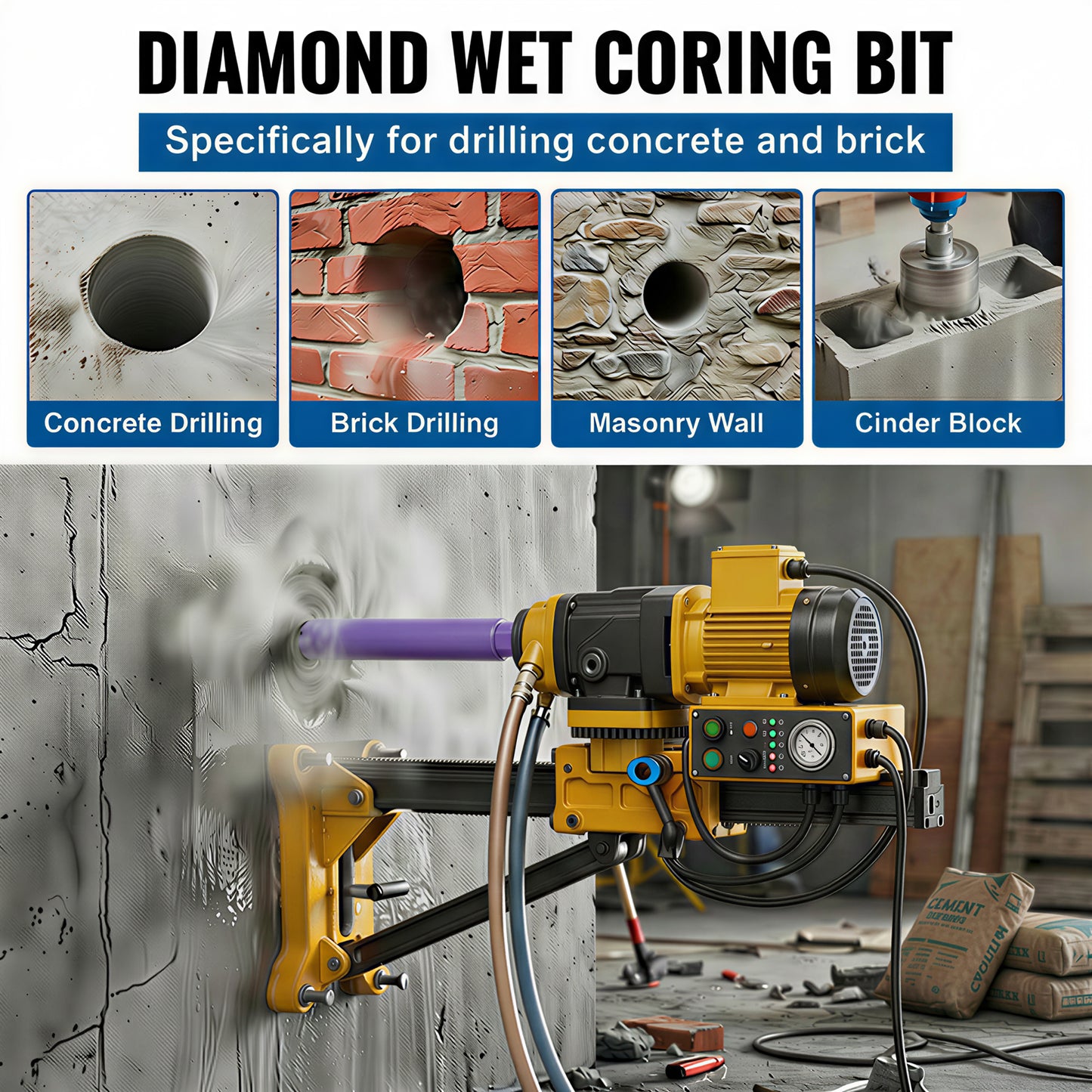 2 Inch Diamond Core Drill Bits,1-1/4"-7 Thread Diamond Core Bit for Cured Concrete with Rebar, Hard Masonry, Brick Block, Stucco, Stone,Shark image 10