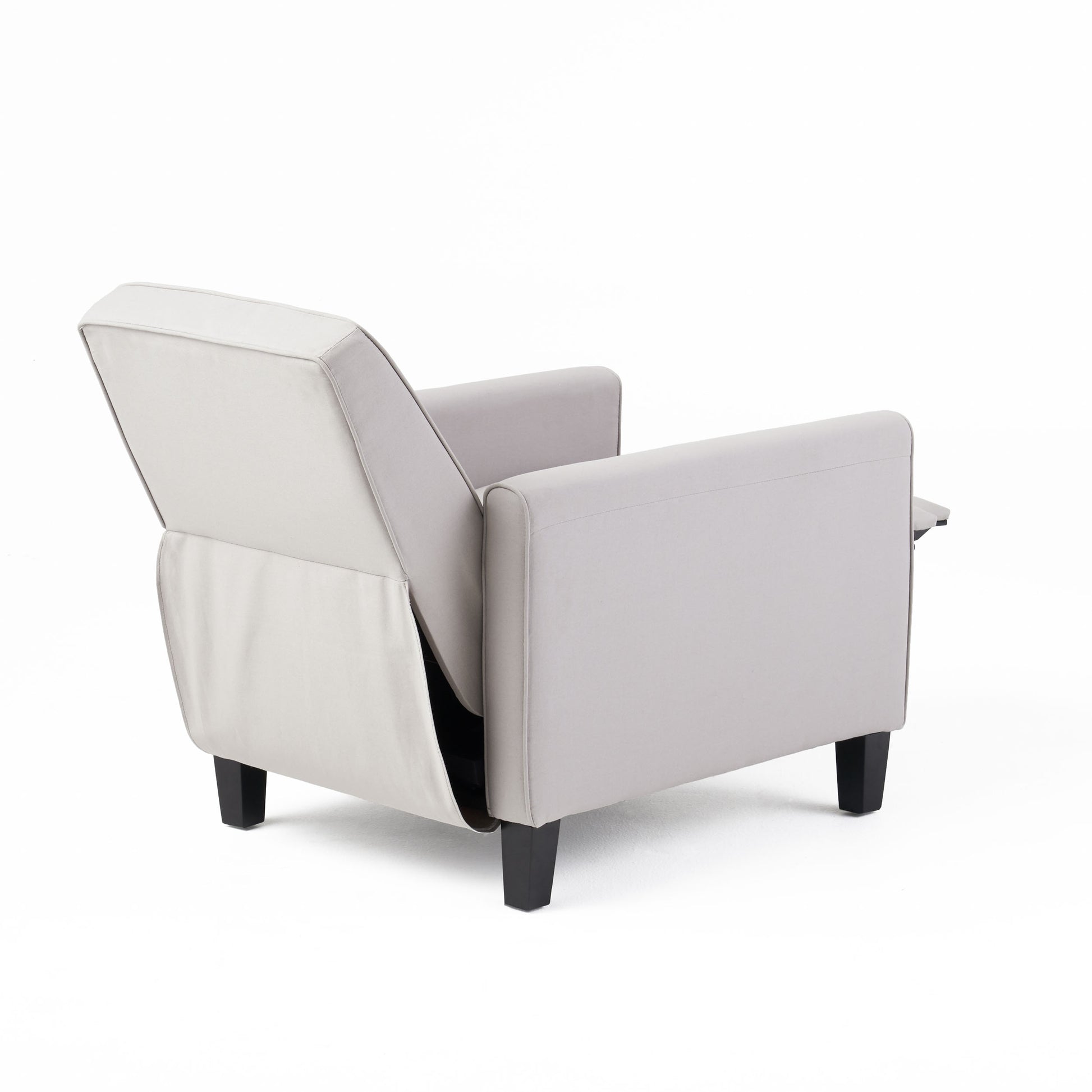 27.5" Push Back Recliner Chair Upholstered Recliner Armchair with Solid Beech Wood Legs for Living Room and Bedroom(Old SKU:52422.00FDGRY), Grey image 11