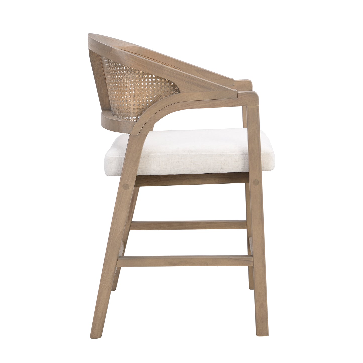 Wooden Frame Counter stool with rattan back-Light Ash-set of 2 image 8