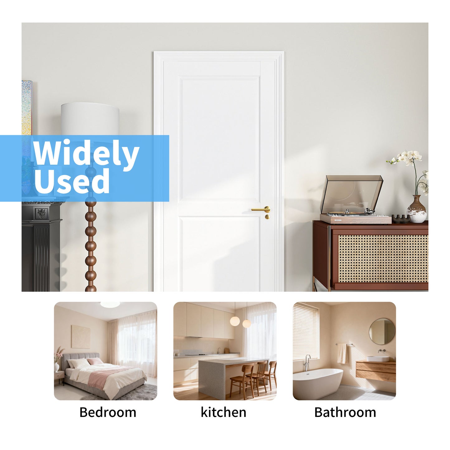 32" X 80"2-Panel Slab Door,French Interior Door Paintable MDF Door Panel,Pre-Assembled Panel for Closet Pantry Bedroom Livingroom Study Office,White image 11