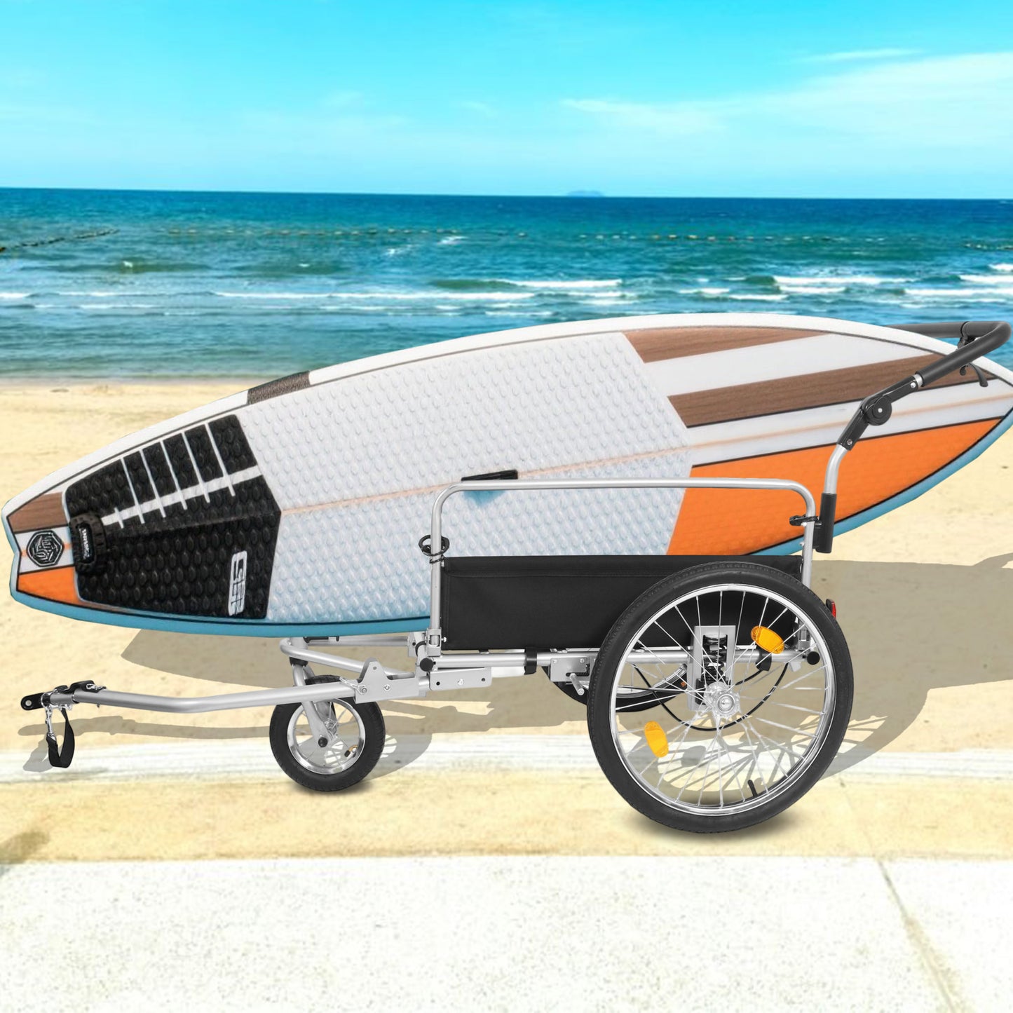 3-in-1 Heavy-Duty Bike Cargo Trailer –Bike Compatible Steel Frame, 110lb Capacity, Convertible Stroller & Pull Cart w/Suspension, 20" Wheels & Accessories image 2