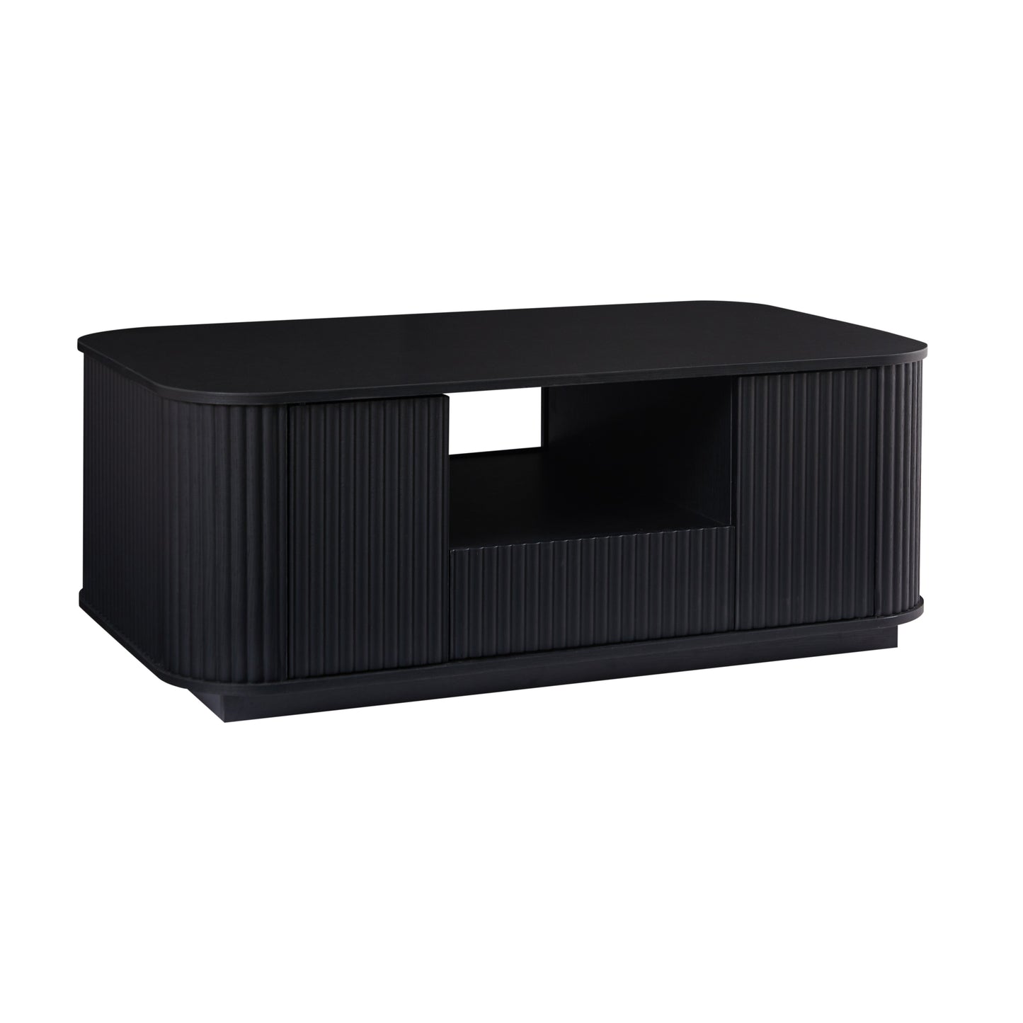 46.5"modern luxury oval coffee table with drawers and storage compartments, curved contour design, living room center coffee table, suitable for living rooms and offices, Black, 46.5"L*27.2"W*17.7"H image 7
