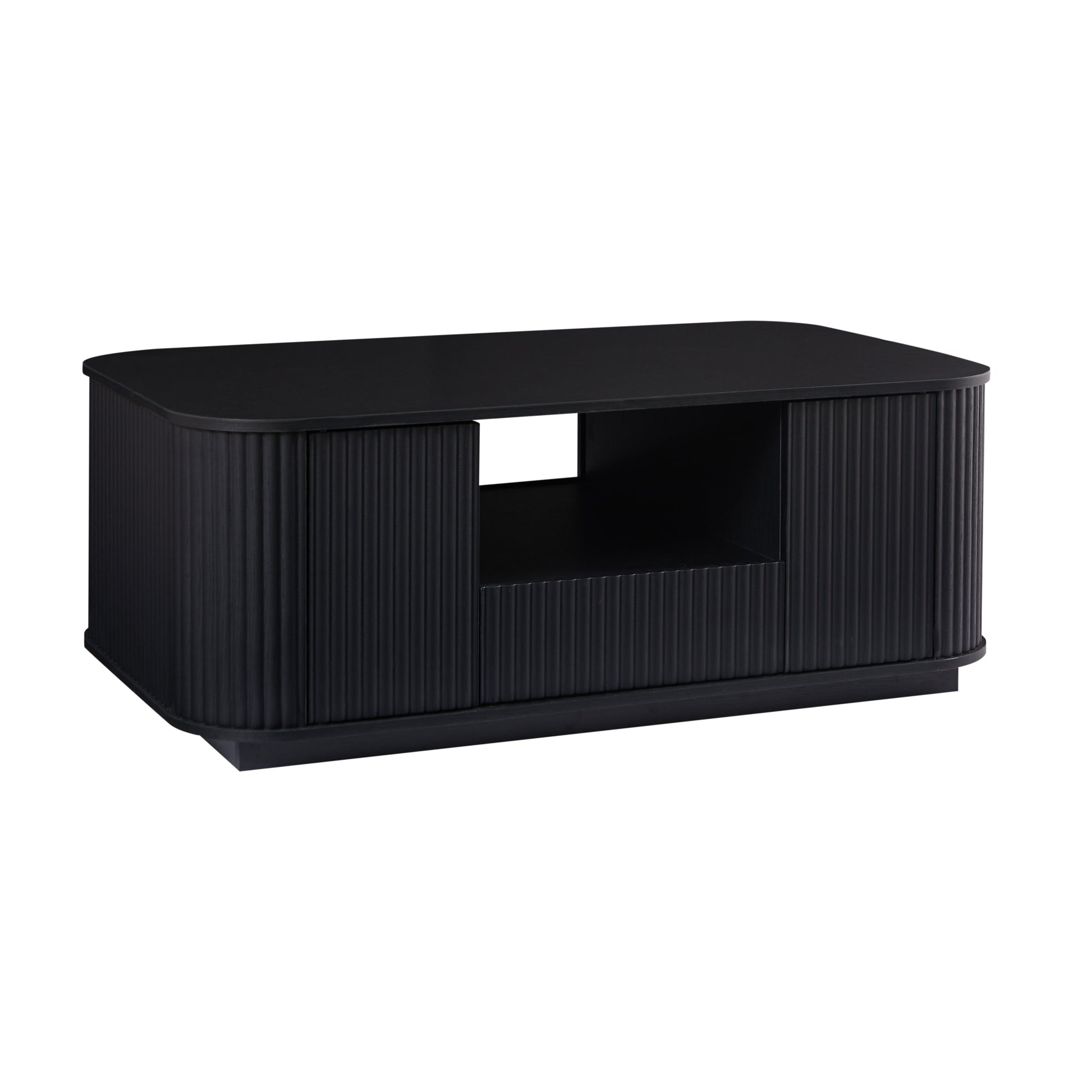 46.5"modern luxury oval coffee table with drawers and storage compartments, curved contour design, living room center coffee table, suitable for living rooms and offices, Black, 46.5"L*27.2"W*17.7"H image 7