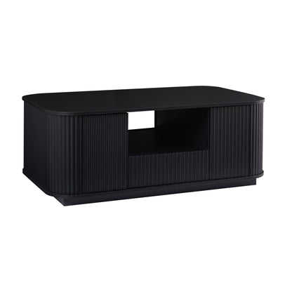 46.5"modern luxury oval coffee table with drawers and storage compartments, curved contour design, living room center coffee table, suitable for living rooms and offices, Black, 46.5"L*27.2"W*17.7"H image 7