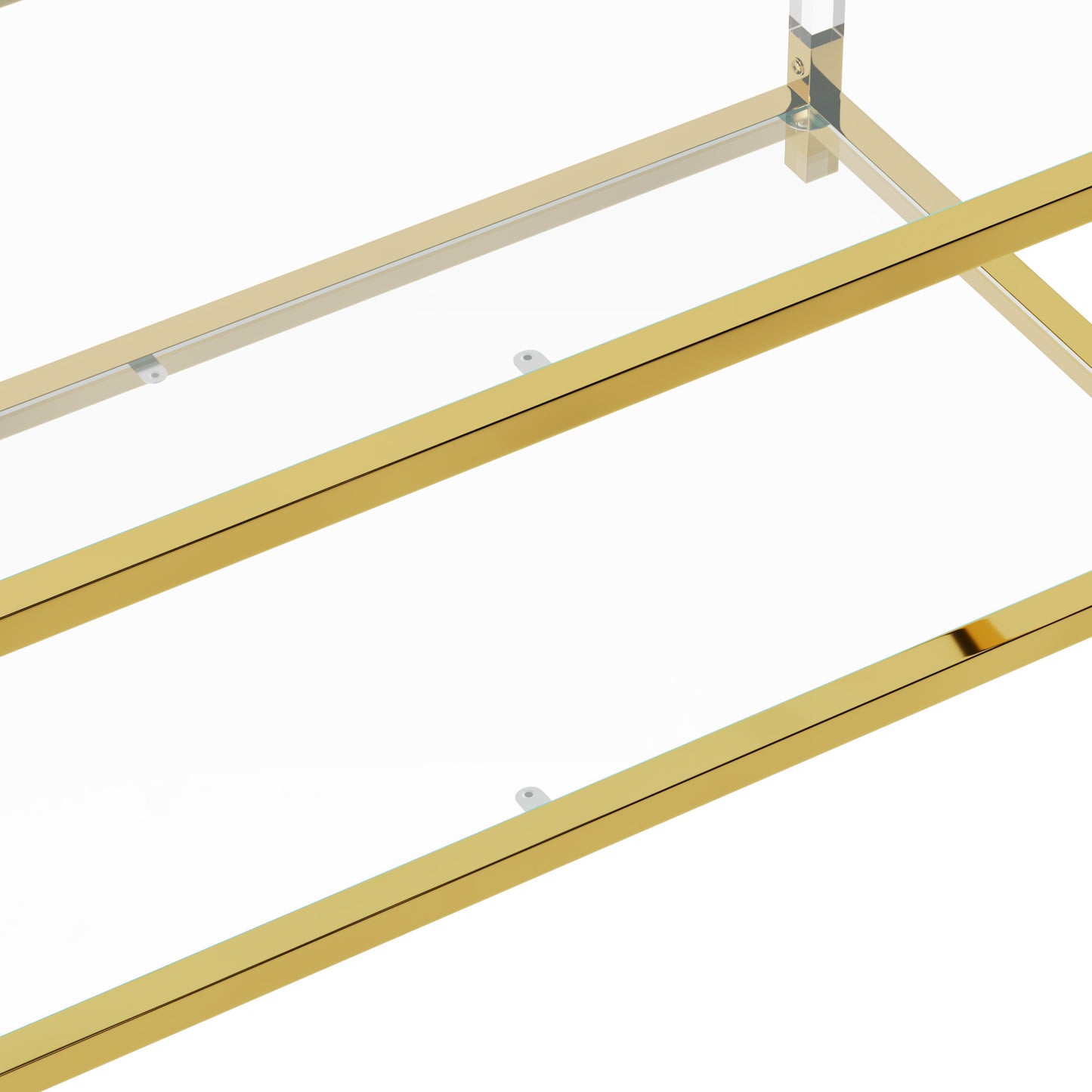 Modern Acrylic Leg Coffee Table, Double Layer Tempered Glass Top with Golden Metal Frame, 47.2x23.6x17.7 Inch Living Room Furniture image 7