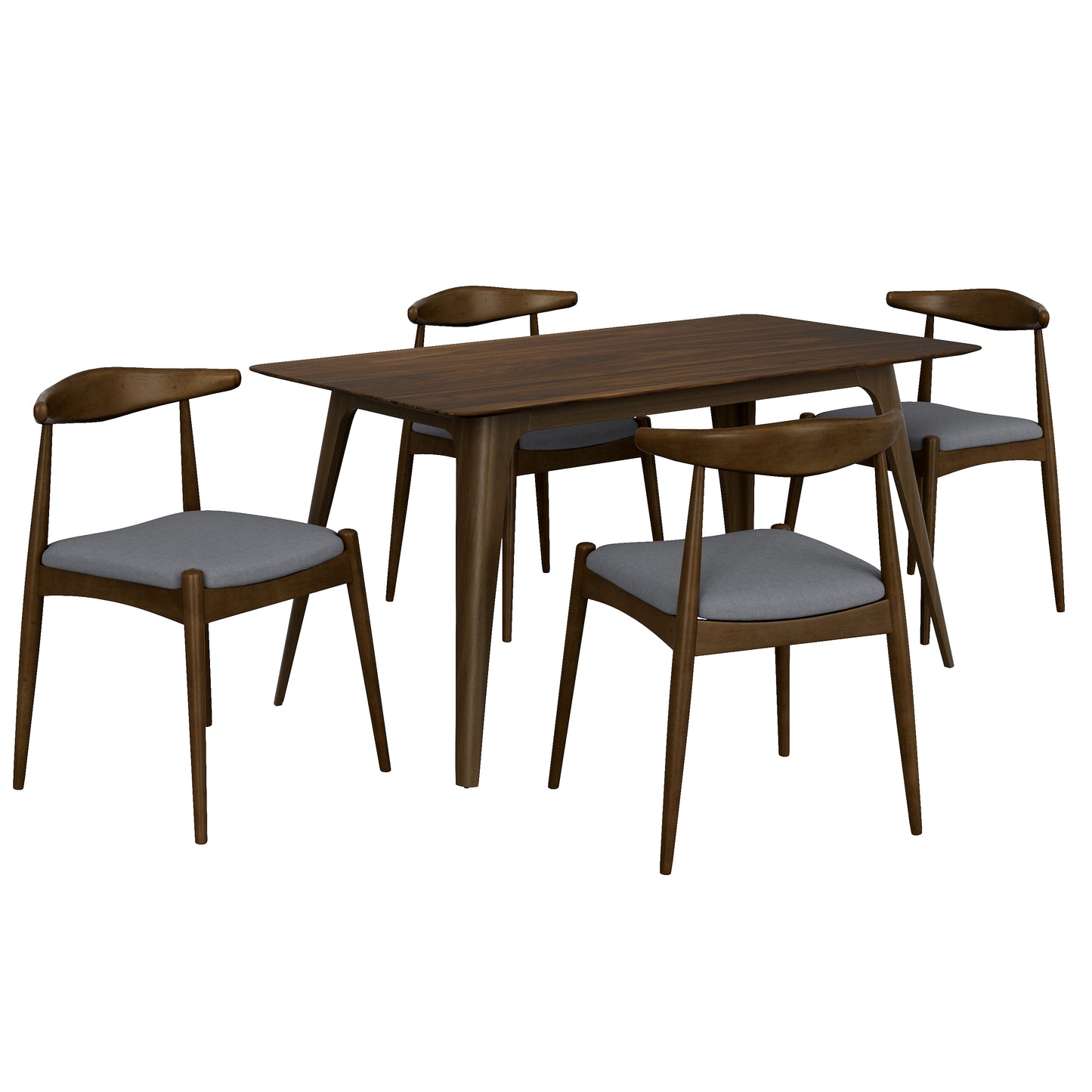 [Video] 5-Piece Dining Set 1 Table 4 Chairs, Rubberwood Frame, Faux Wood Tabletop, Retro - Elegant for Kitchen & Family Dining, Walnut+Charcoal (same sku: N759S002001F) image 3