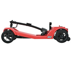 4 wheel mobility scooter with 16-20mile driving range, lithium battery, 330bs weight capacity, front & rear LED light, extension legroom, Electric-magnetic brake system, Color- Red, M2-RED-22.5L