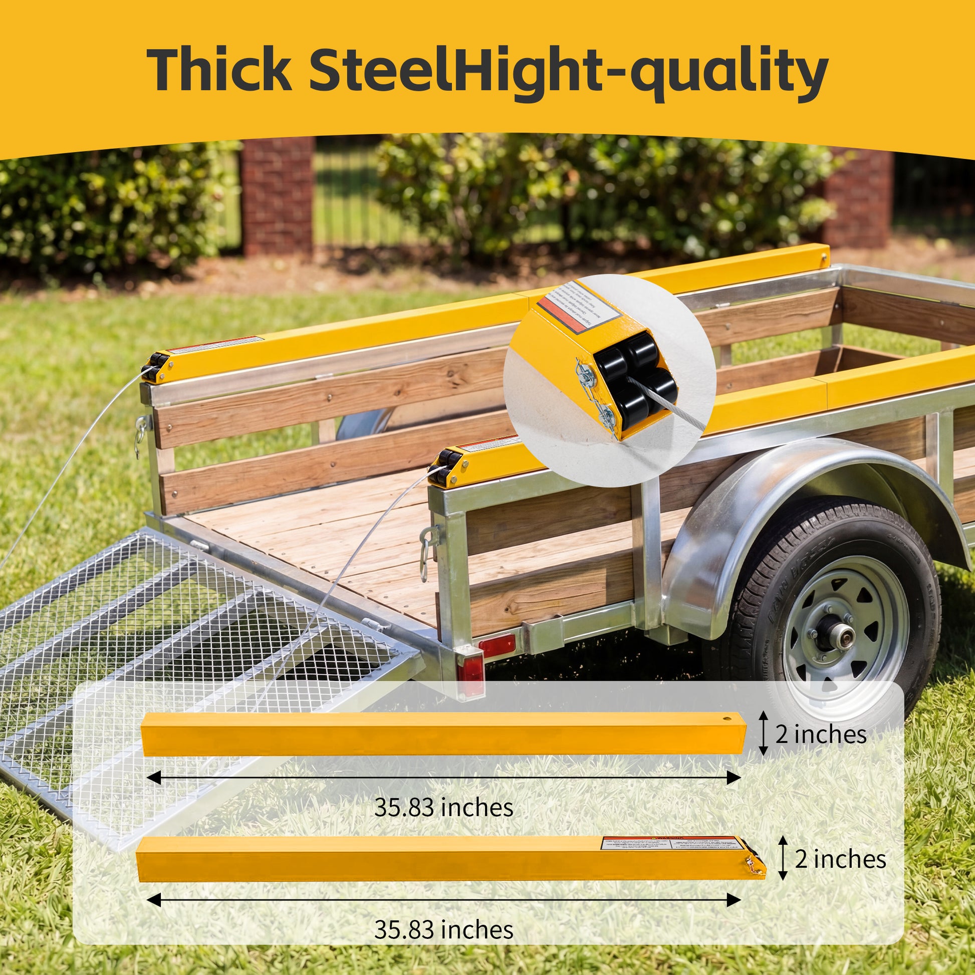 Tailgate Utility Trailer Gate Liftgate Ramp Lift 2 Sided Lift Assist System Fit for Open Utility Trailers Tailgate and Ramp New Upgrades, Yellow image 6