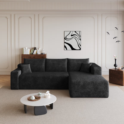 95" Cloud Sectional Sofa,Modern Minimalist Upholstered Couches, Comfort U Shaped Sofa for Living Room,Deep Seat Corner Couch,No Assembly Required,Black (Plush Corduroy Fabric) image 4