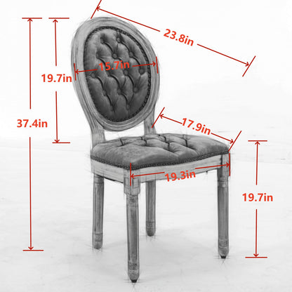 French Style Solid Wood Frame Antique Painting,Hand-pulled buckle decoration Velvet artificial leather Dining Chair with Nailhead Trim,Wood Legs,Steel Spring inner,Set of 2,Beige,SW1739BG image 9