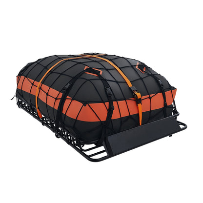 Roof Rack Cargo Basket, 54 x 34 x 4 in, Heavy Duty Roof Top Carrier Basket with Waterproof Bag, Cargo Net, Ratchet Straps, 200 lbs Capacity, Universal Car Top Luggage Holder, for SUV Truck Car image 9