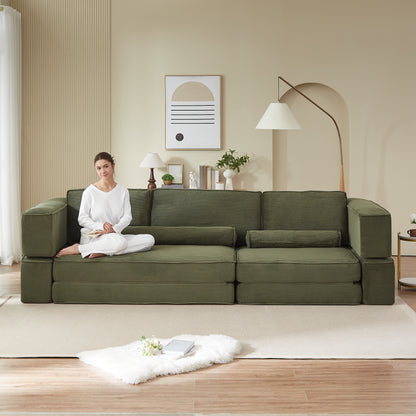 Large modern corduroy sofa can be freely combined, suitable for living room, parent-child castle, building block sofa image 1