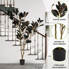 Simulated Purple Black plant pot indoor living room home decoration iron tree leaves tree bonsai home decoration two-color 180cm 1pcs/set