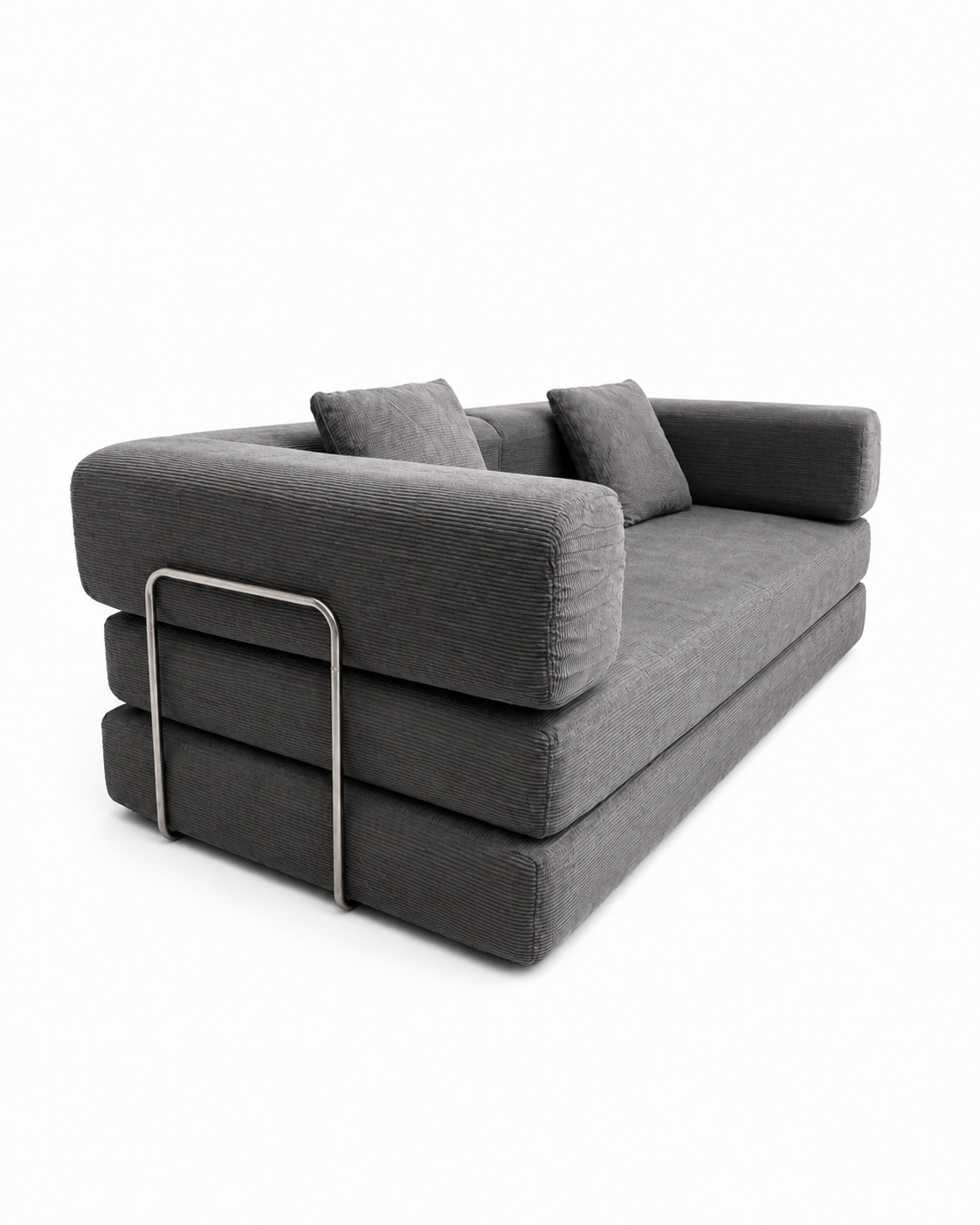 Double sofa, sofa bed, multifunctional compression sofa, wide body sofa, pure sponge sofa, fine striped velvet fabric sofa image 7