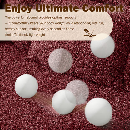 Modern Floor Sofa with 2 Pillows,Convertible Sherpa Fleece Fabric Foam-Filled Sleeper Sofa Bed,15" Twin Size Folding Mattress for Living Room,Guest Bed,Playroom,no assembly required,Burgundy image 12