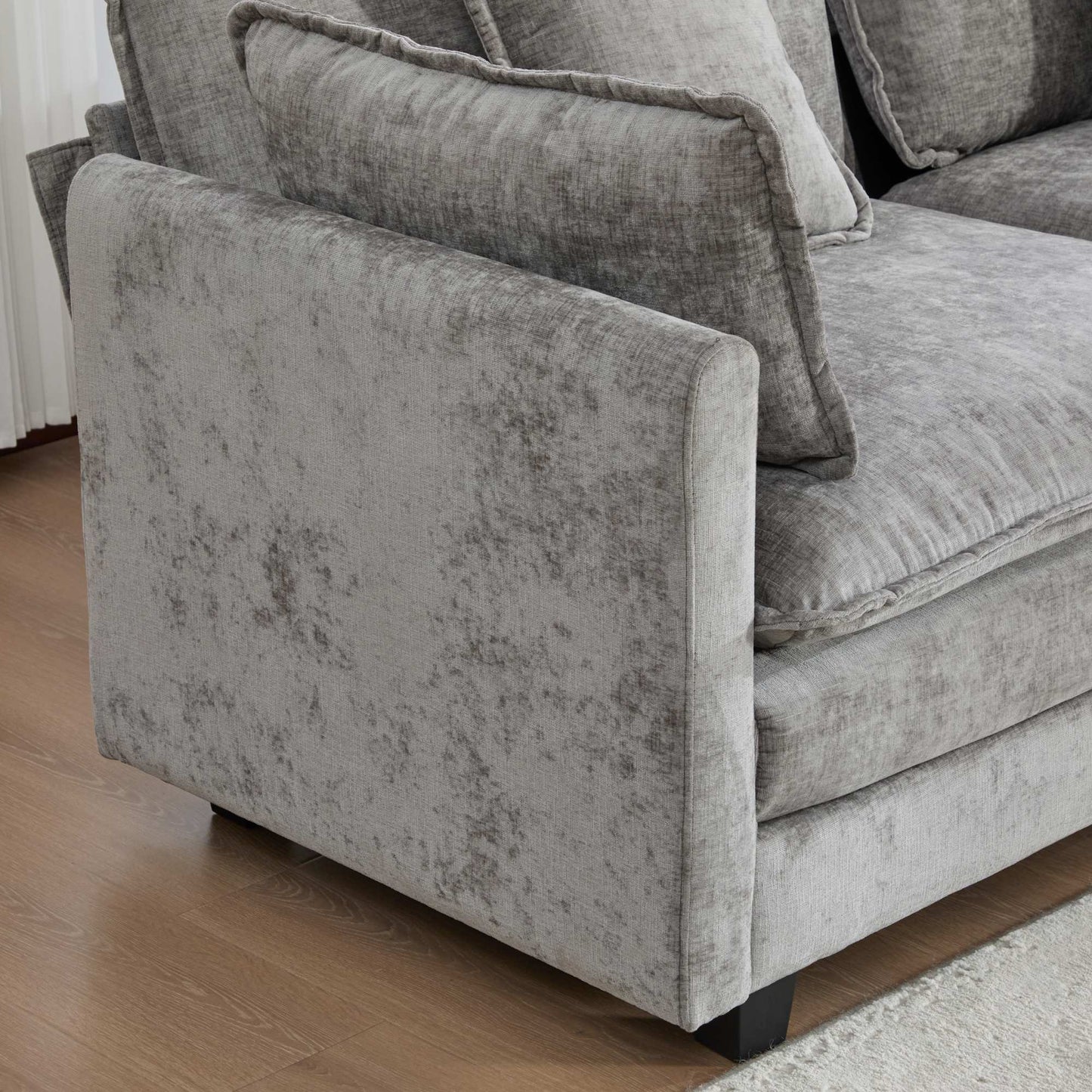 Cloud Sofa LoveSeat (Ottoman is not included), Modern Sectional Couch, for Living Room Bedroom and Apartment, Comfy Double Layer Upholstered Seat Cushion, Breathable Chenille Fabric, Gray,SSS5012GY image 7