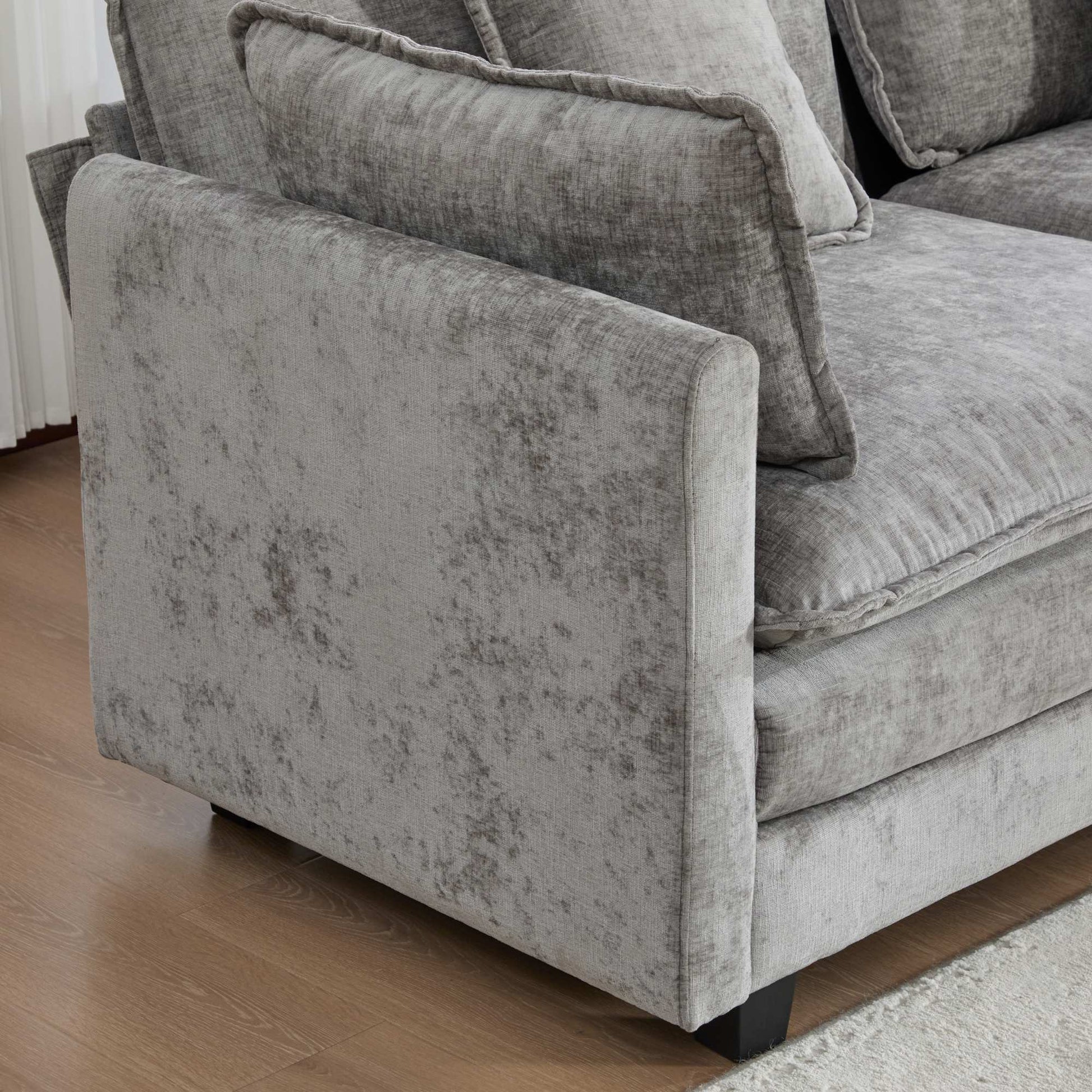 Cloud Sofa Armrests only, Modern Sectional Couch, for Living Room Bedroom and Apartment, Comfy Double Layer Upholstered Seat Cushion, Breathable Chenille Fabric,Gray,SW501EGY image 4
