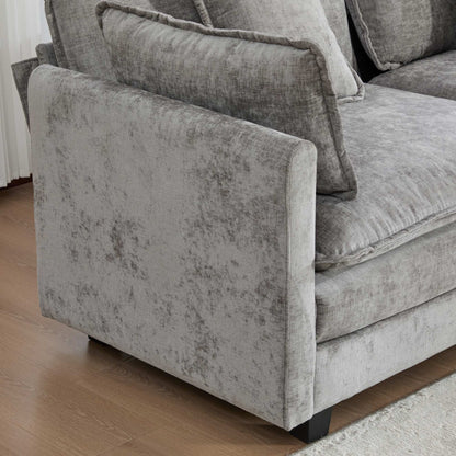 Cloud Sofa Armrests only, Modern Sectional Couch, for Living Room Bedroom and Apartment, Comfy Double Layer Upholstered Seat Cushion, Breathable Chenille Fabric,Gray,SW501EGY image 4