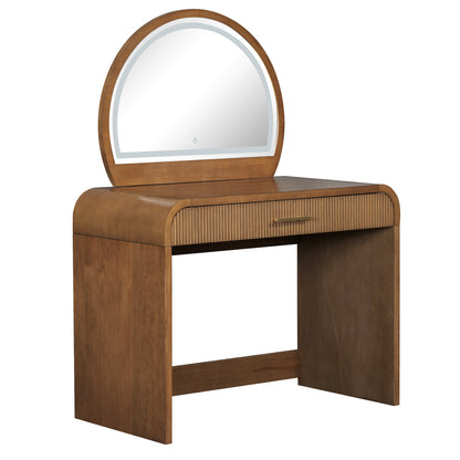 39" Makeup Vanity Table with Mirror Touch Screen Lighted Mirror, Dressing Table with Drawer for Bedroom, Espresso image 10