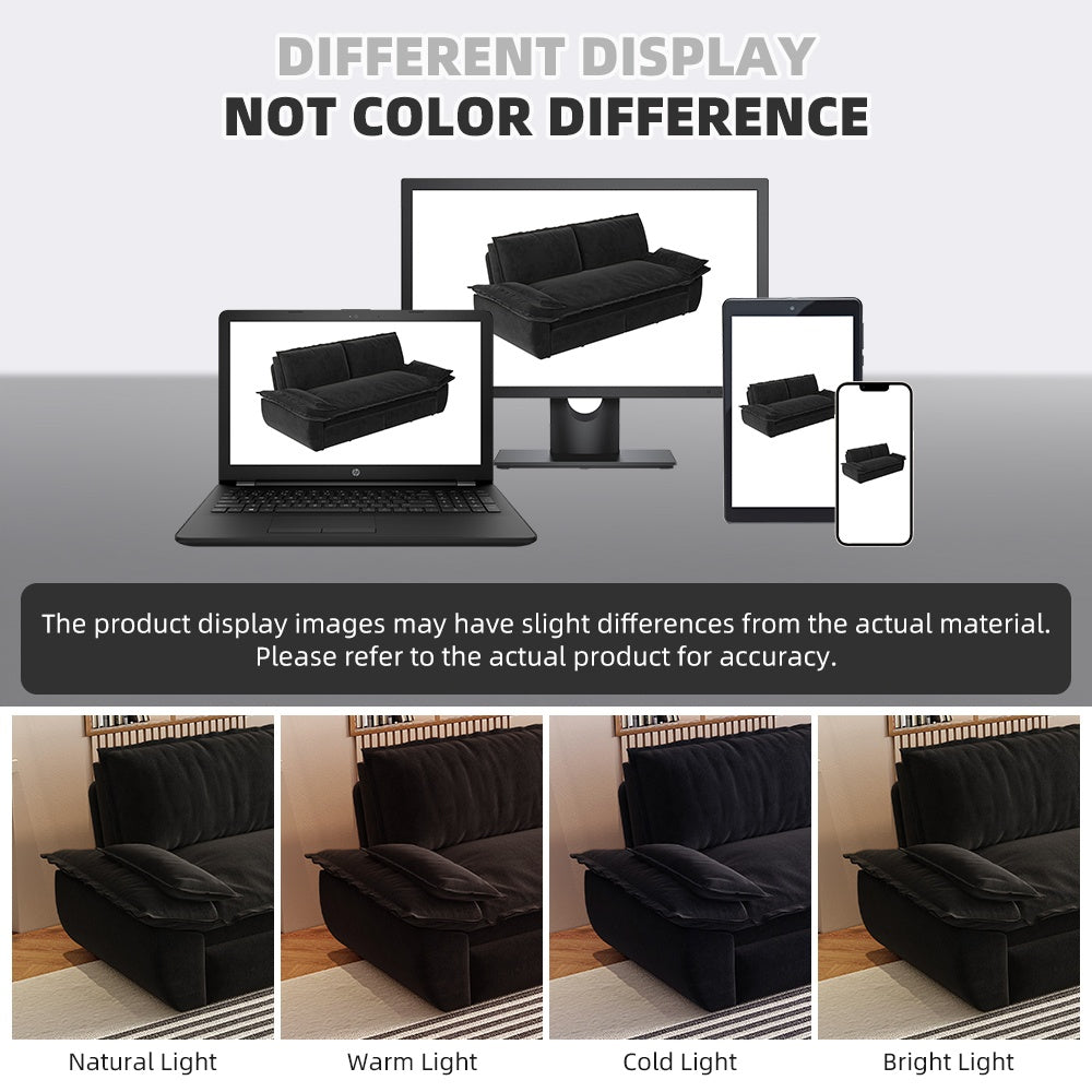 73.2"Queen Pull Out Sofa Bed,3-in-1 Convertible Sleeper Sofa,Multi-Functional Velvet Loveseat Bed, Black(Old sku: W1885S00050/W1885S00195/W1885S00228) image 12