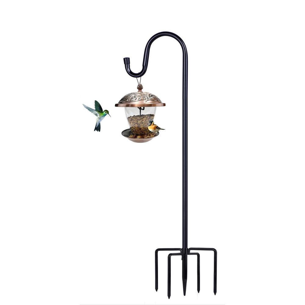 Shepherd Hooks for Outdoor, 1 Pack 46 Inch Bird Feeder Pole with 5 Prongs Base for Hanging Lantern, Hummingbird Feeder, Lightweight Plant, Shepherds Hook for Bird Feeders for Outside