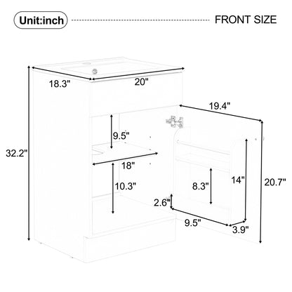 [Video] 20" Bathroom Vanity with Sink, Vanity Cabinet with Door Shelf and Adjustable Shelf, Blue image 4
