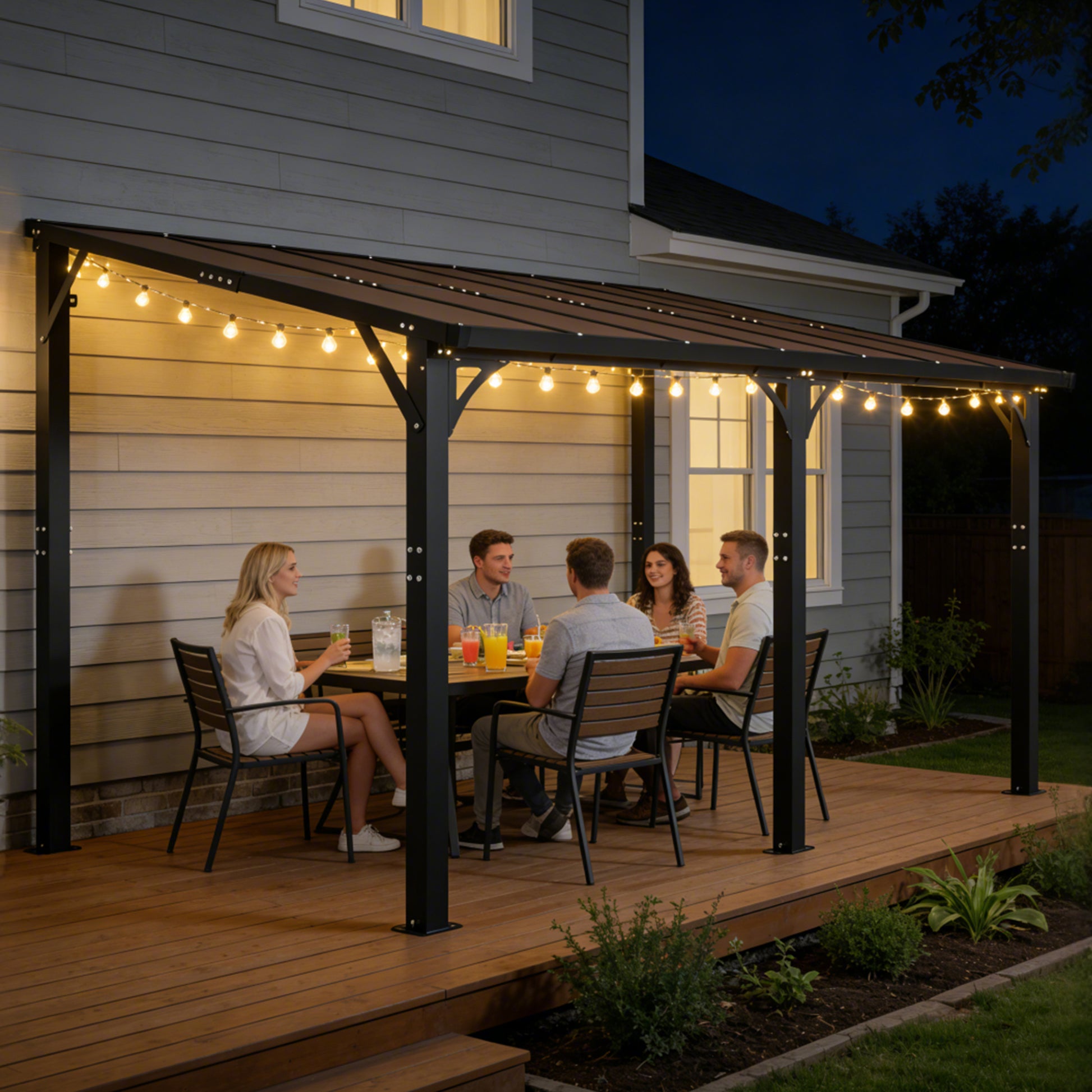14x10 FT Hardtop Gazebo, Heavy Duty Outdoor Pergola with Tinted Polycarbonate Roof, UV & Snow Resistant, Rustproof Aluminum Frame – For Patio, Backyard, Garden, Carport image 9