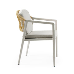 Outdoor Dining Set,Dining Chair Set of 6(Gray+Natural)+Acacia Wood Dining Table