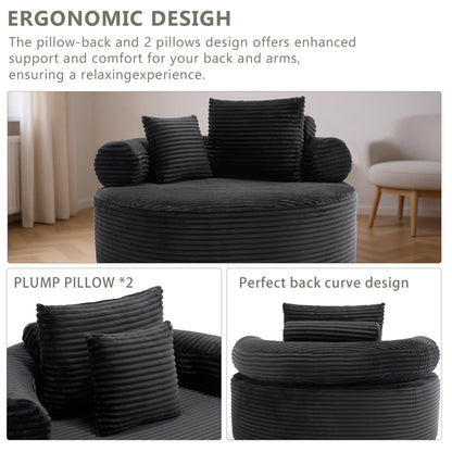 Round Sofa Bed with Memory Foam Sectional Couches for Living Room, Cloud Couch with three pillows, Black image 6