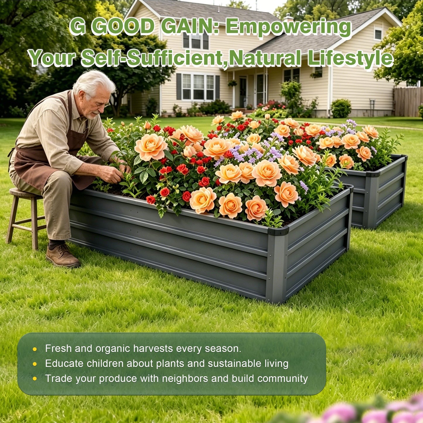 6x3x1ft 2pcs large Garden Bed Kit, Grey Galvanized Metal Outdoor Garden Boxes, Suitable for Outdoor Ground Gardens for Growing Plants, Vegetables Flowers Herb image 3