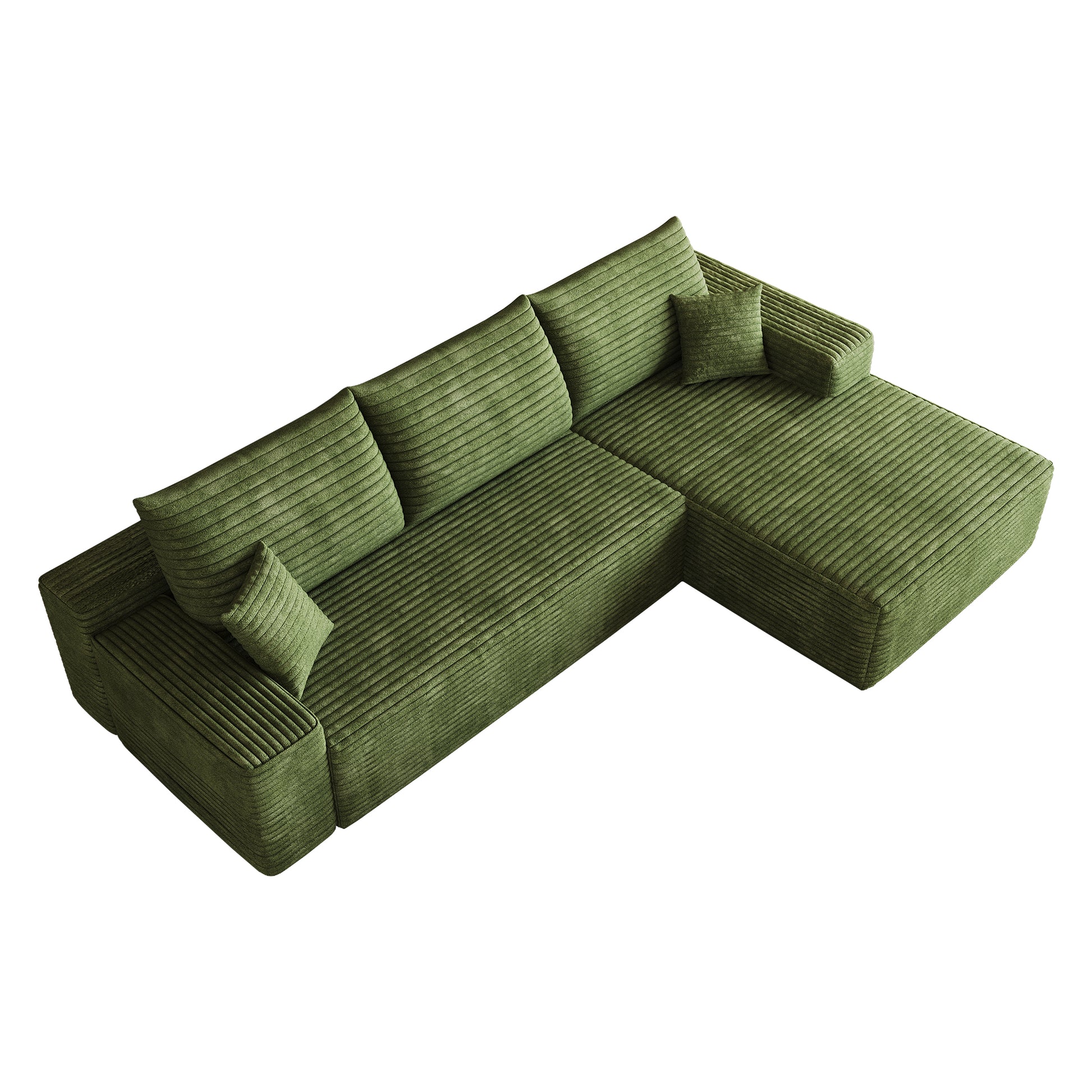 107" Cloud Sectional Couch with L-Shape Chaise,Modern Modular Sofa with Deep Seat, Upholstered Couches for Living Room Bedroom,No Assembly Required, (Plush Corduroy Fabric),Green image 8