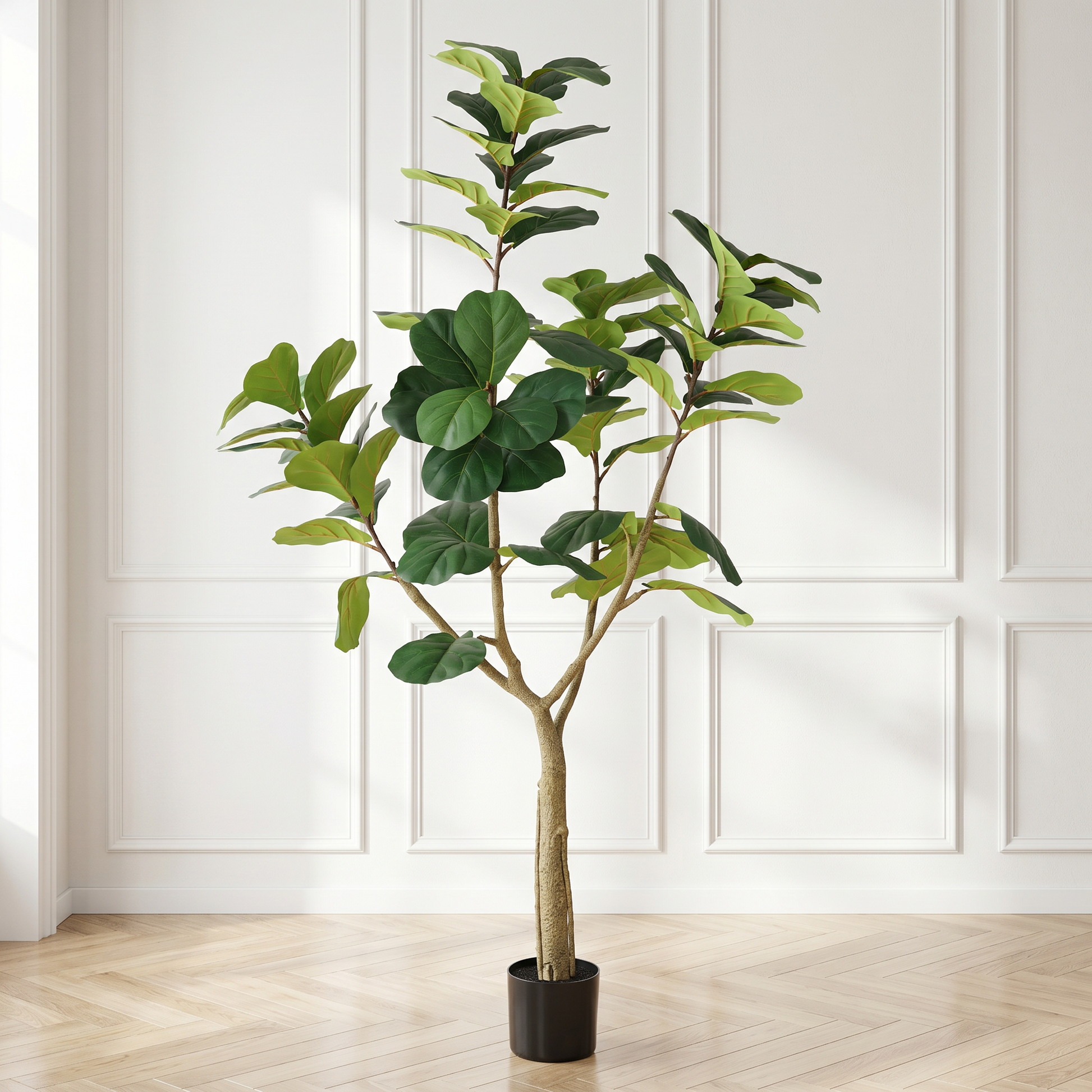 6FT Artificial Fiddle Leaf Fig Tree, Realistic Faux Potted Plant in Black Pot, 1pc/set image 5