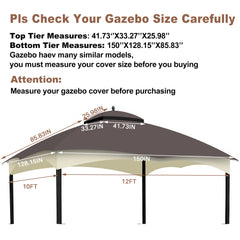 Replacement Canopy Top for Lowe's Allen Roth Heavy Duty Gazebo Roof Gazebo Top with Air Vent 10X12 Gazebo CoverReplacement Top Only (Brown)