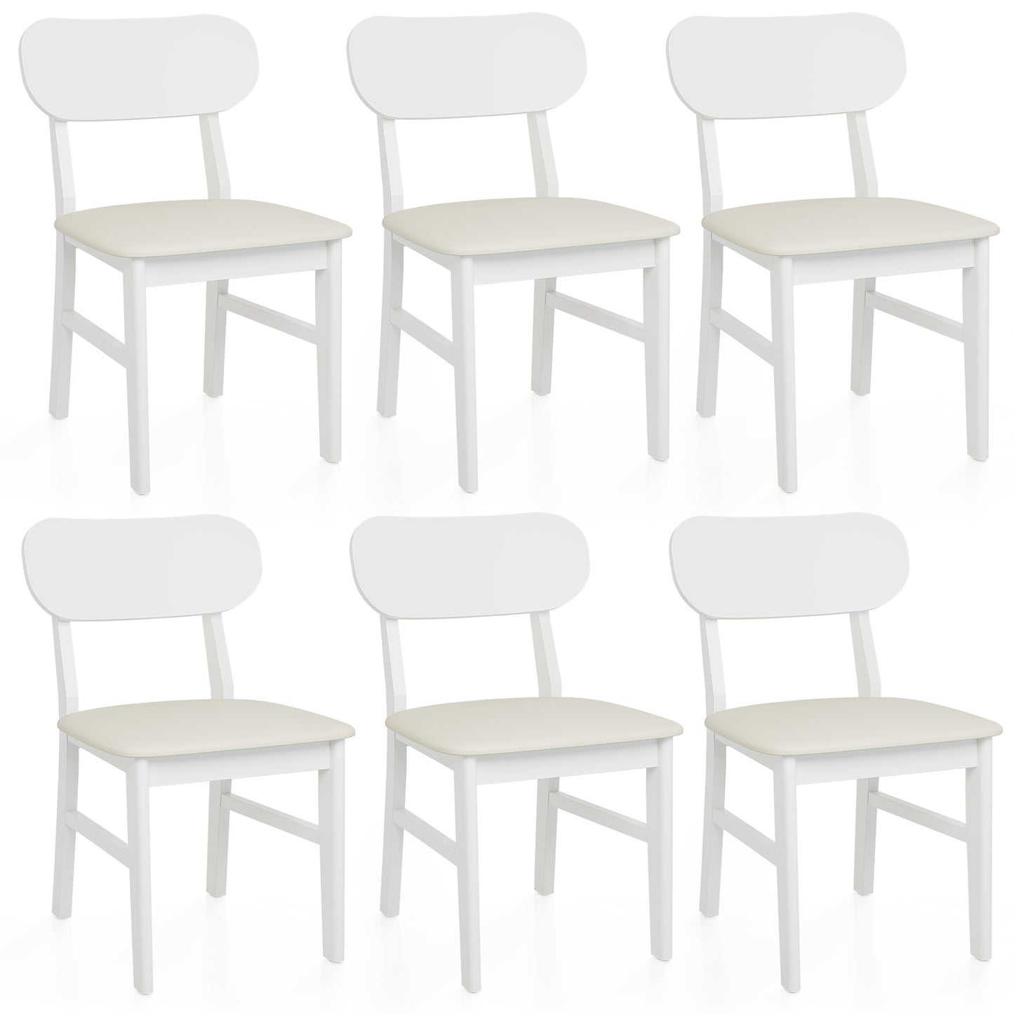 Farmhouse Dining Chairs Set of 2, Modern Faux Leather Upholstered Kitchen&Dining Room Chairs, Side Seating for Kitchen, Dining Room, Living Room, Home Office, Terrace, Courtyard, 350LBS Capacity, Whit image 8