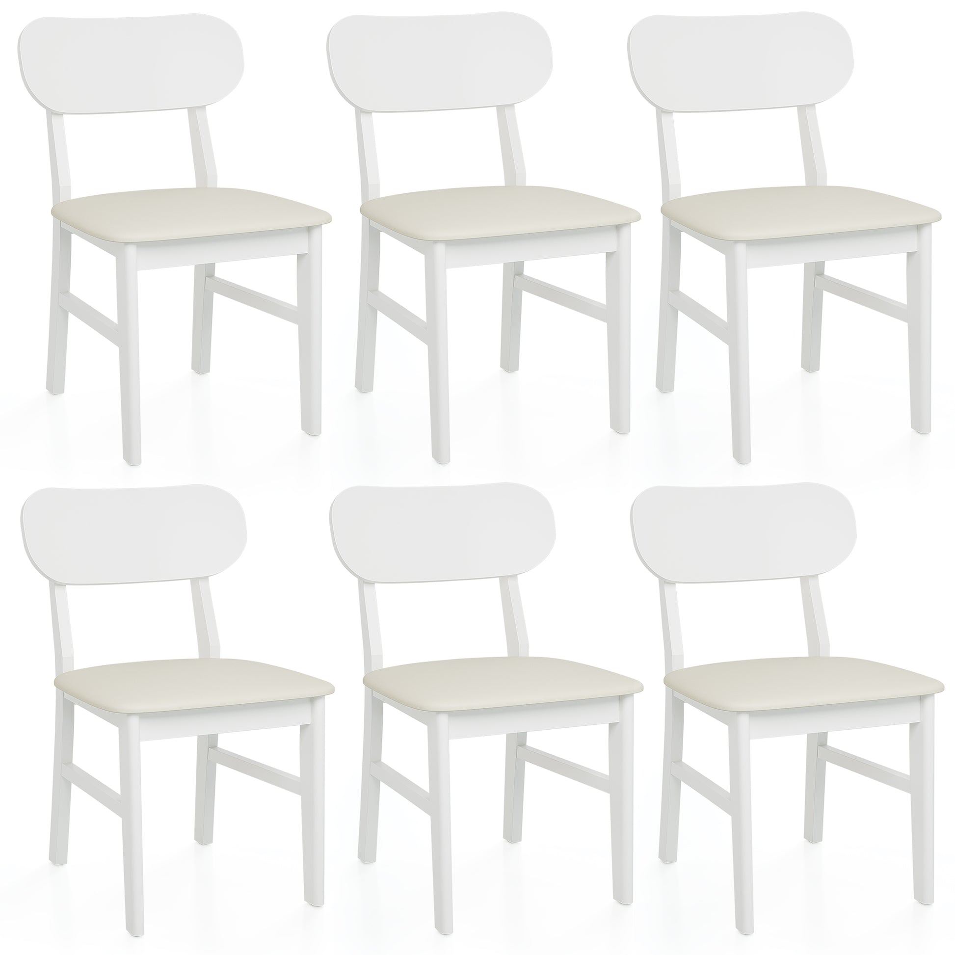Farmhouse Dining Chairs Set of 2, Modern Faux Leather Upholstered Kitchen&Dining Room Chairs, Side Seating for Kitchen, Dining Room, Living Room, Home Office, Terrace, Courtyard, 350LBS Capacity, Whit image 8